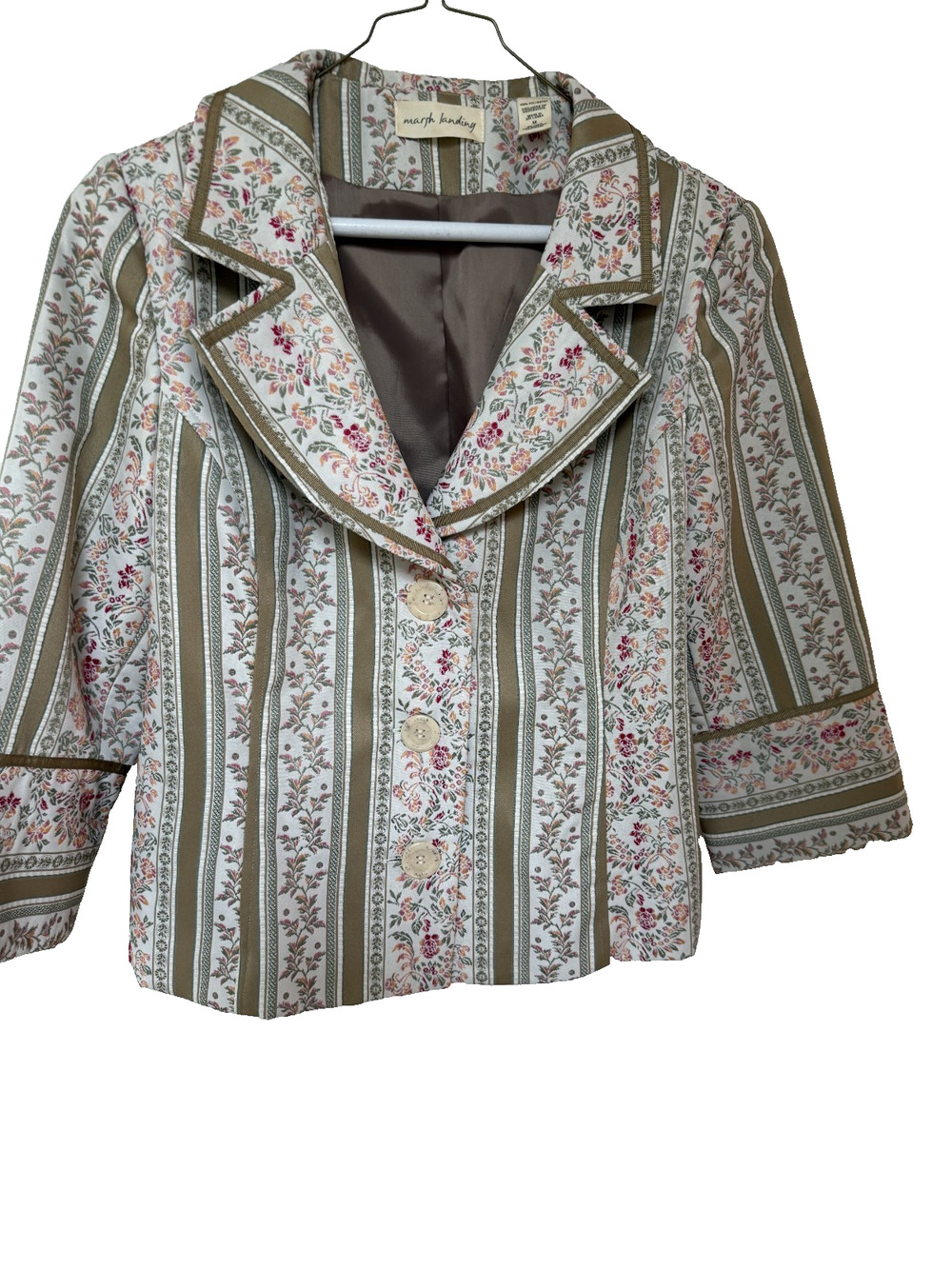 Marsh Landing Floral Embroidered Blazer Size M Cottagecore Grandmacore Feminine